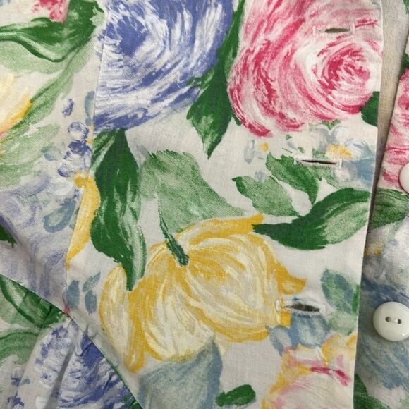 Vintage Bedford Fair 80s Cottagecore Floral Print Button Midi Women's Dress - Picture 10 of 12